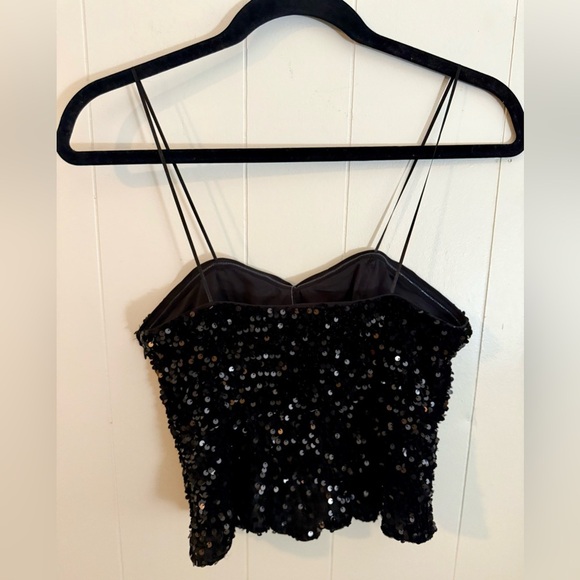 PANTS STORE NWT Black Sequin Party Evening Top, Size S - Picture 5 of 9
